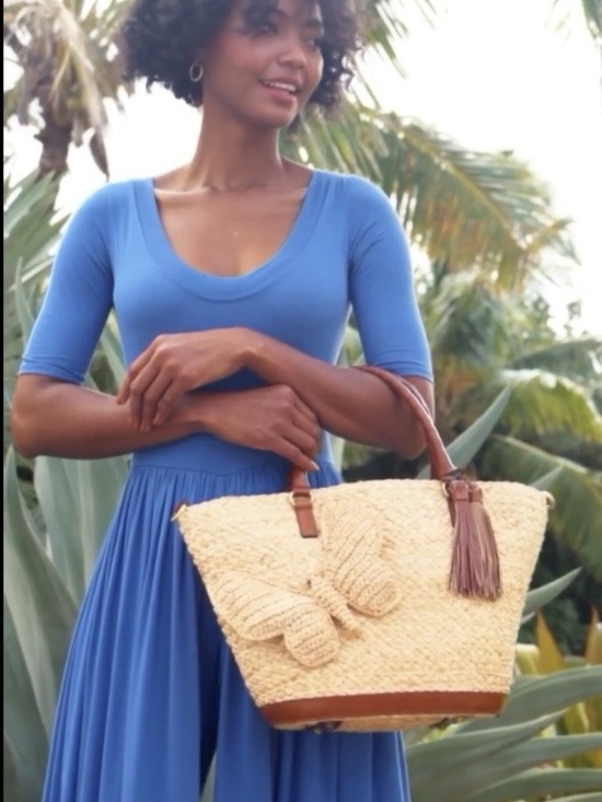 Patricia Nash Handbags - Patricia Nash Mariposa Butterfly Woven Tote Brown Leather Tassel Boho Bag